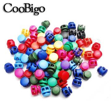 50PCS Double Hole Spring Cord Lock Round Ball Shaped Toggle Stoppers Stop Sliding Cord Fasteners Locks Buttons Ends Replacement