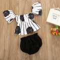 Pudcoco Girl Set 0-24M Newborn Baby Girls Flower Backless Striped Tops Pants Shorts Outfits Clothes USA