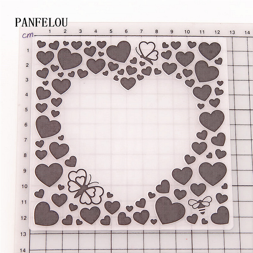 PANFELOU 3D Sweet lovee Embossing folders Plastic For Scrapbooking DIY Template Fondant Cake Photo Album Card Making