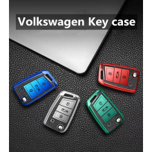 Leather+TPU Car Key Case For VW Volkswagen MK7/GTI 7/Golf 7/Golf R Skoda Octavia A7 SEAT Folding Remote Fob Cover Accessories