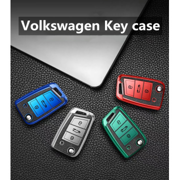 Leather+TPU Car Key Case For VW Volkswagen MK7/GTI 7/Golf 7/Golf R Skoda Octavia A7 SEAT Folding Remote Fob Cover Accessories