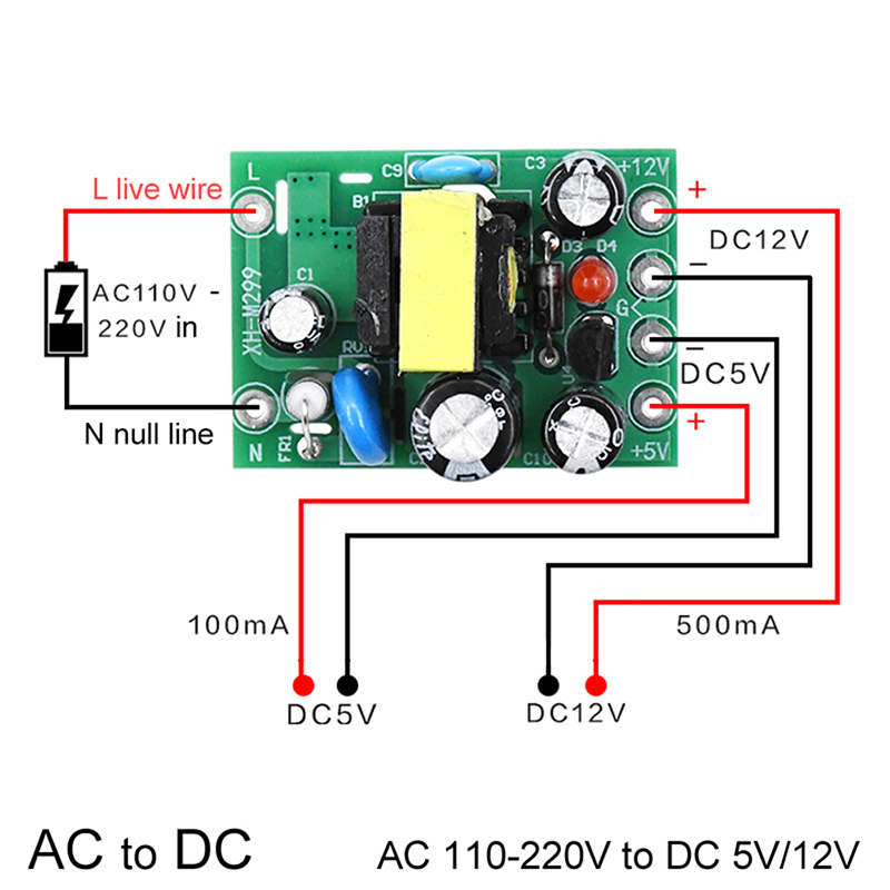 AC-DC 110V 120V 220V 230V To 5V 12V Converter Board Module Power Supply Isolated Switch Power Module 100mA 500mA 300mA 700mA