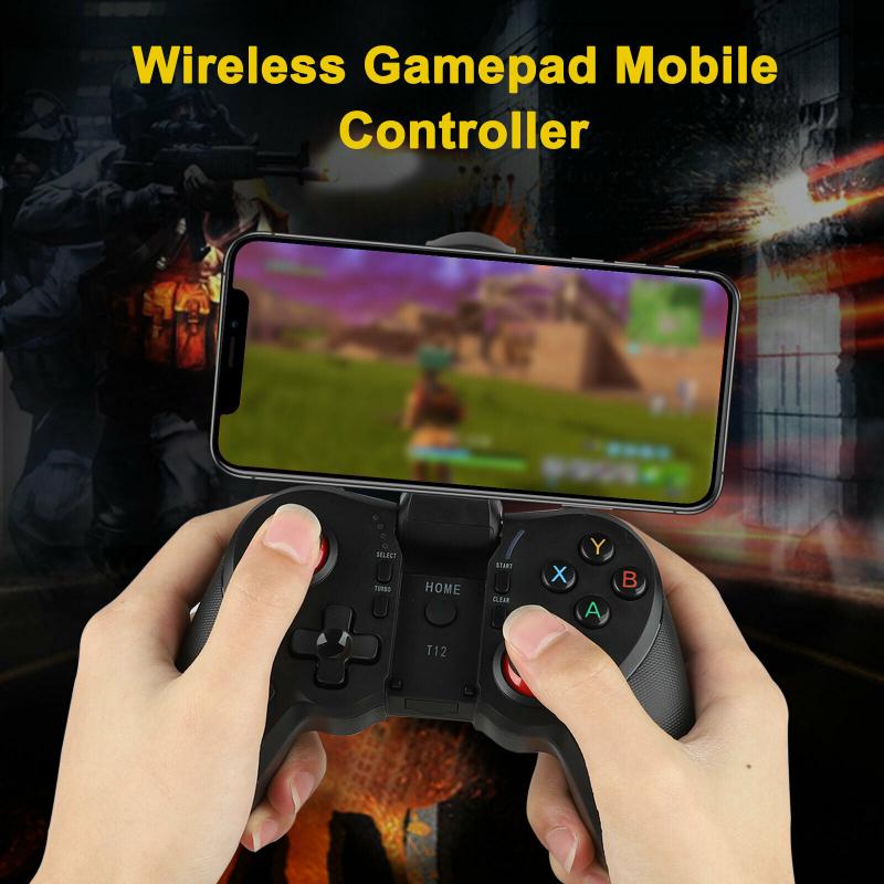 Wireless Android Gamepad T12 Wireless Joystick Game Controller Bluetooth BT4.0 Joystick For IOS Mobile Phone Tablet TV Holder