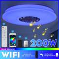 200W Smart WiFi LED Ceiling Lights with bluetooth Music Speake Flush Mount Ceiling Lamp Dimmable Color APP + Remote Control