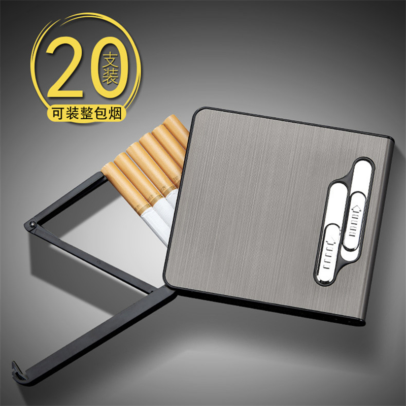 New Cigarette Box USB Dual Arc Electronic Lighter Flameless Windproof Tobacco Cigarette Case Lighter 20pcs Cigarette Holder Case