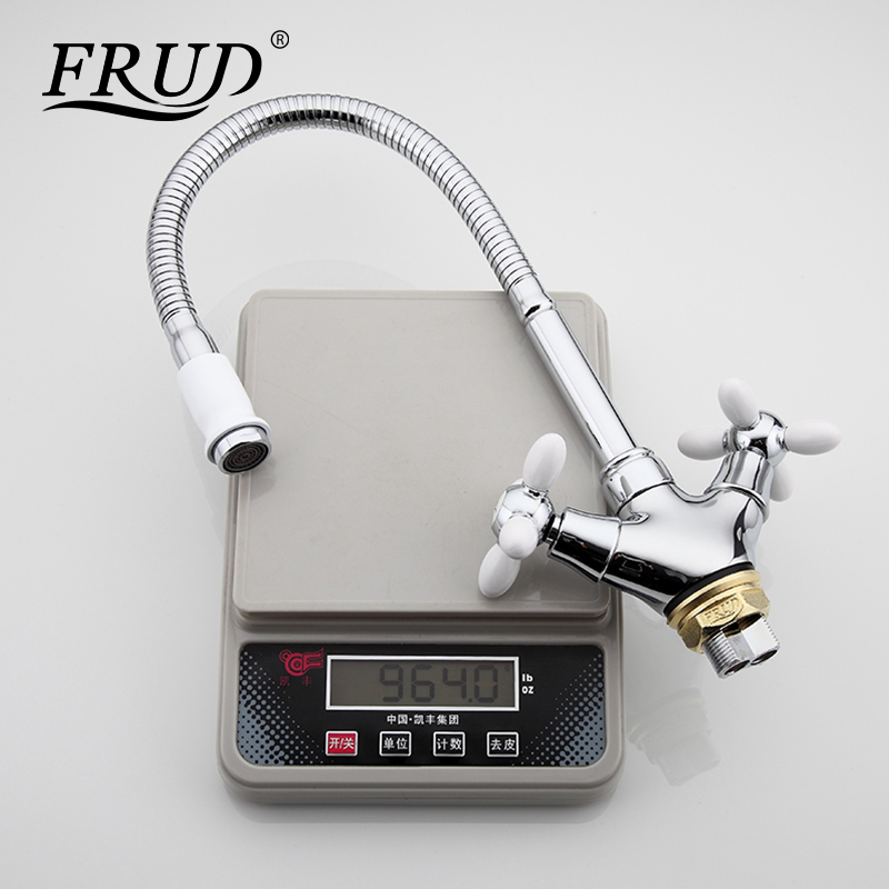 Frud Solid Kitchen Mixer Cold and Hot flexible Kitchen Tap Single lever Hole Water Tap Kitchen Faucet Torneira Cozinha R43127-9