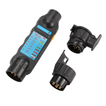 Car Trailer Tester 7 Pin Towing Light Cable Circuit Plug Socket with 2 Adapters 12V Electrics Diagnostic Tools
