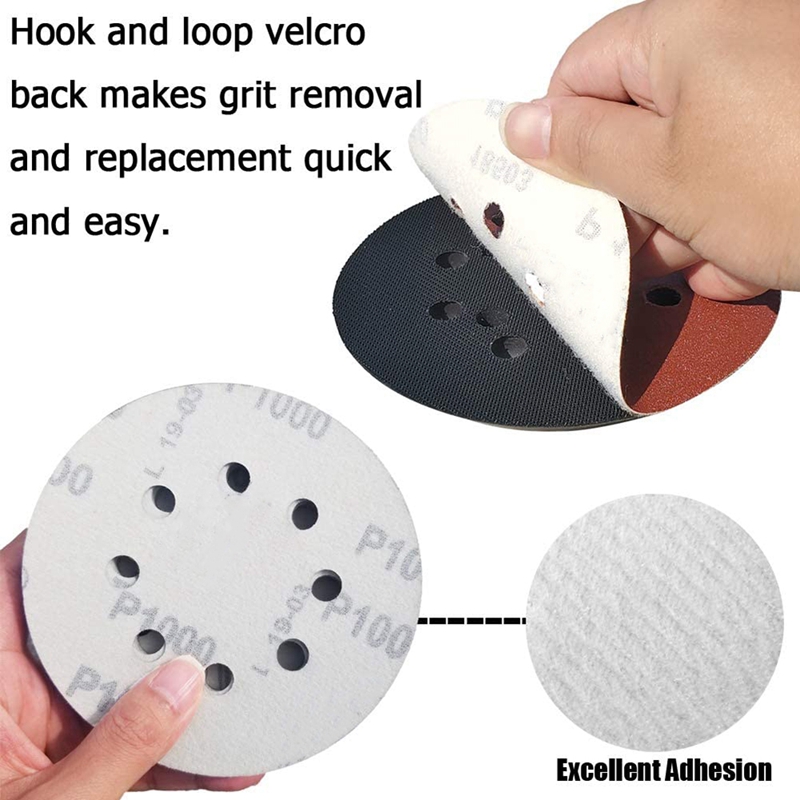 100 PCS 5 Inch 8 Holes Hook and Loop Sanding Disc Sandpaper, 20 Pcs Each of 600 800 1000 1500 2000 Grits Sand Paper for Ran T