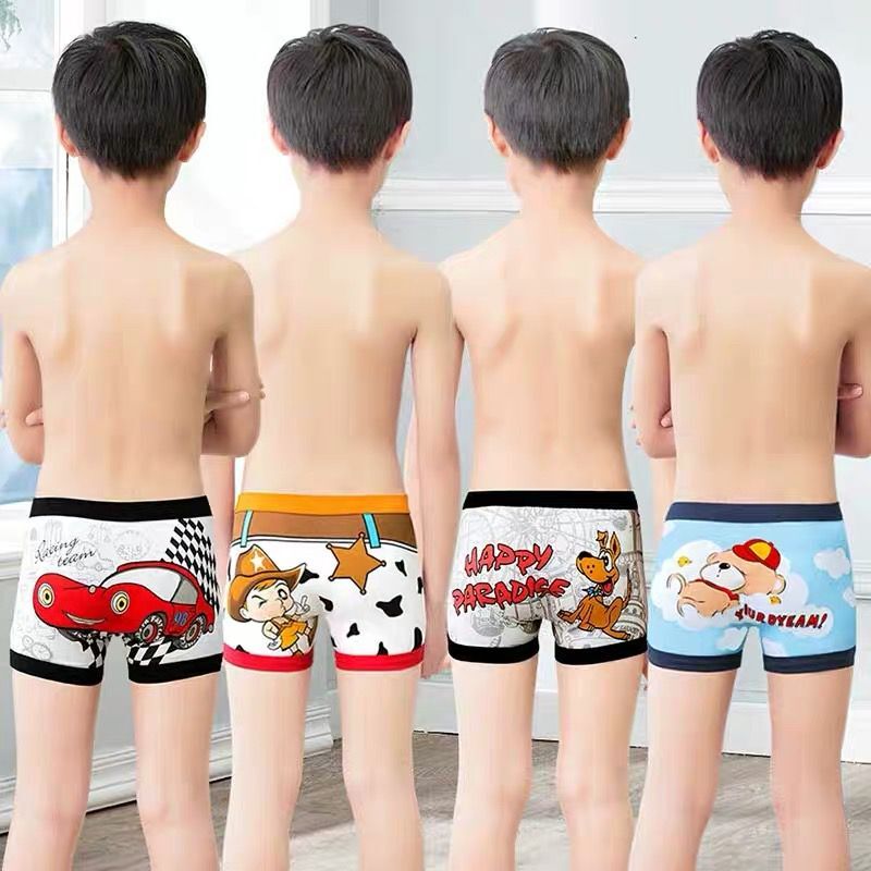 6pcs/lot Kids Underpants Baby's Cute Cartoon Ventilate Underwear Boxer Boys Pure Cotton Soft Boxers 2-10Y
