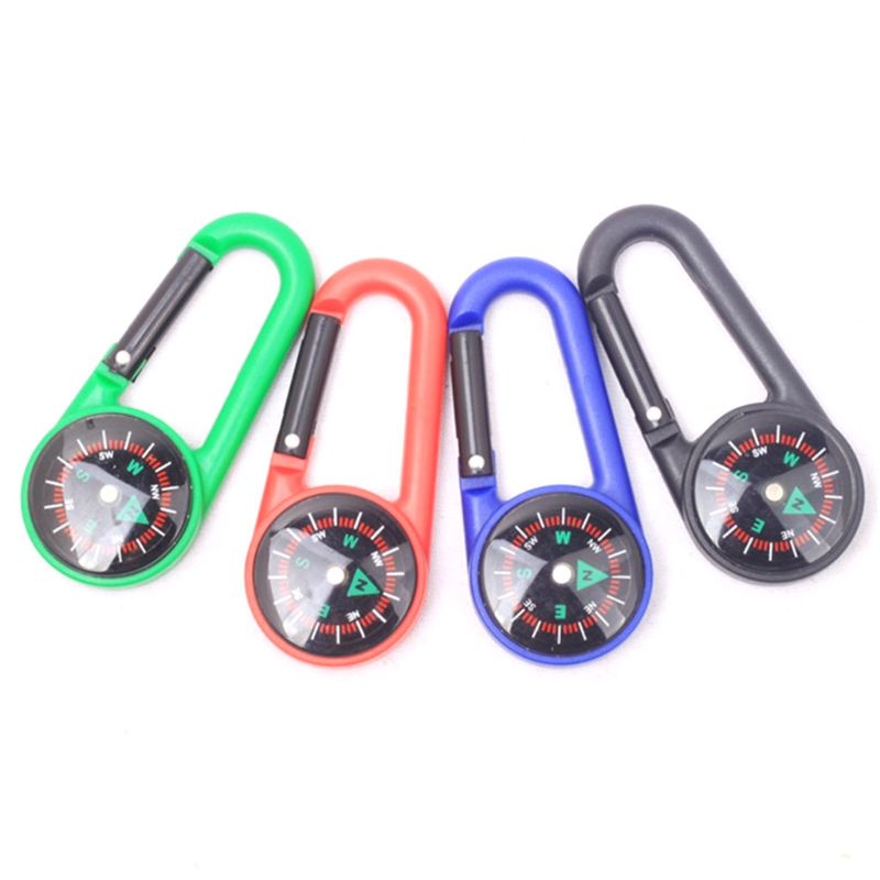 Sturdy Plastic Compass Carabiner Keychain Waterproof Pocket Size Key Ring Decor Outdoor Camping Gear Adventure Survival