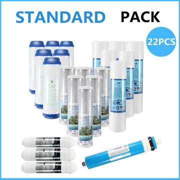 Warmtoo 22Pcs/Set Water Filters System Reverse Osmosis Filter Replacement Set Home Kitchen Water Purifing Membrane Water Filters