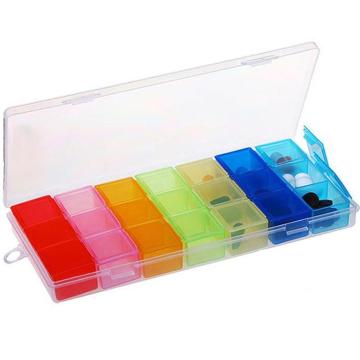7 Days Weekly Transparent 21 Compartment Lid Tablet Plastic Pill Box Holder Medicine Storage Organizer Case Container Splitter
