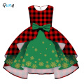 Christmas Girl Dress Digital Print Snowflake Plaid Pattern Kids Party Dresses for Girl Toddler Teen Children Princess Clothing