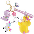cute kawaii rubber unicorn keychain keyring colorful action toy figure unicorn pendant animal children kids boys girlfriend gift