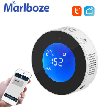 Marlboze Tuya WiFi Gas detector Smart Life Alarm Sensor Natural Gas Leak lcd Display Temperature Detector