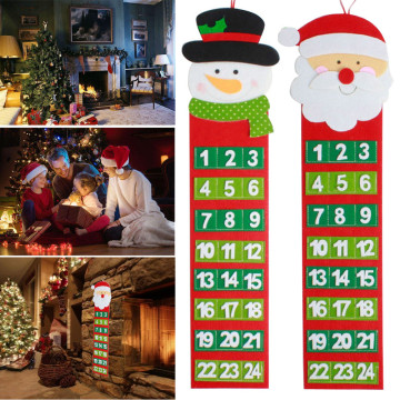 Christmas Advent Calendar Home Santa Claus Snowman Hanging Calendar Door Wall Window Christmas Decor Xmas Gift Party Supply