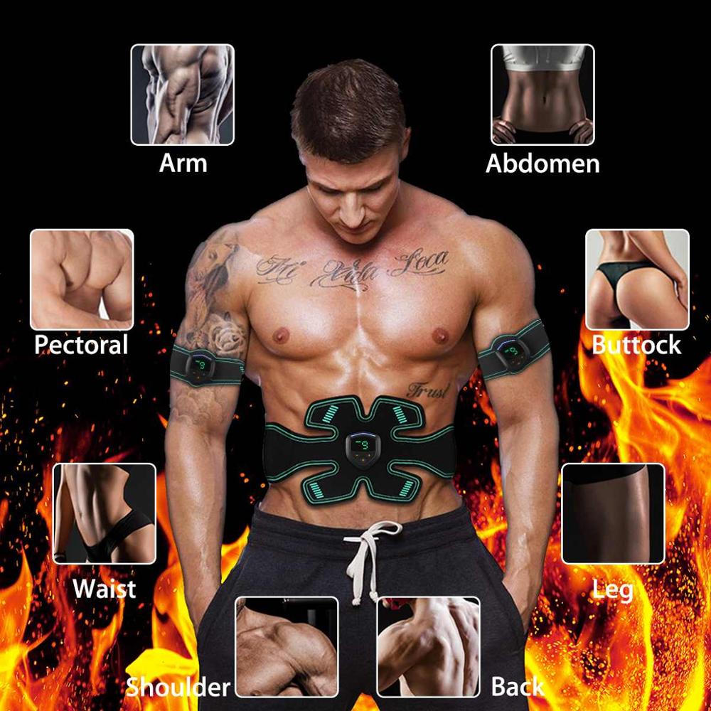 Body Slimming Massager Digital Display Muscle Trainer Fitness Abdominal Muscle Training Stimulator Device Vibration Rechargeable