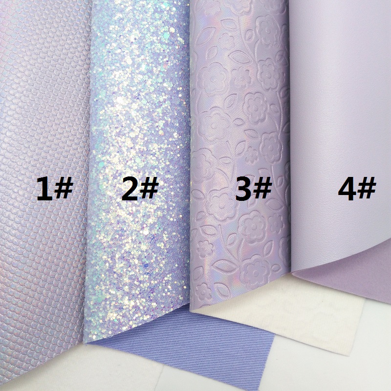 Light Purple Glitter Fabric, Mermaid Faux Leather Fabric, Synthetic Leather Fabric Sheets For Bow A4 8"x11" Twinkling Ming XM335
