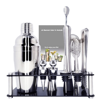 11Pcs 750ml/550ml Premium Shaker Barware Set Stainless Bar Cocktail Shaker Set Bartender Kit With Wine Rack