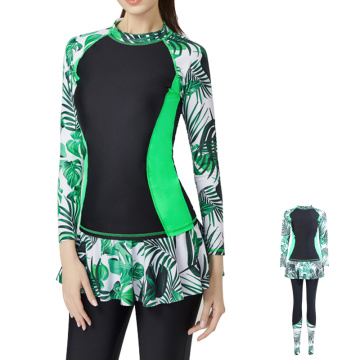 2020 Women Full Body Women Swimsuit Long Sleeve Muslim Swimwear With Skirt UV UPF50+ Female Rash Guard Wetsuit Summer Beach Wear