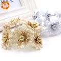 6pcs/bunch Gold Silver Artificial Flowers DIY Headwear Accessories Wedding Festival Home Table Garden Decoration Fake Flower