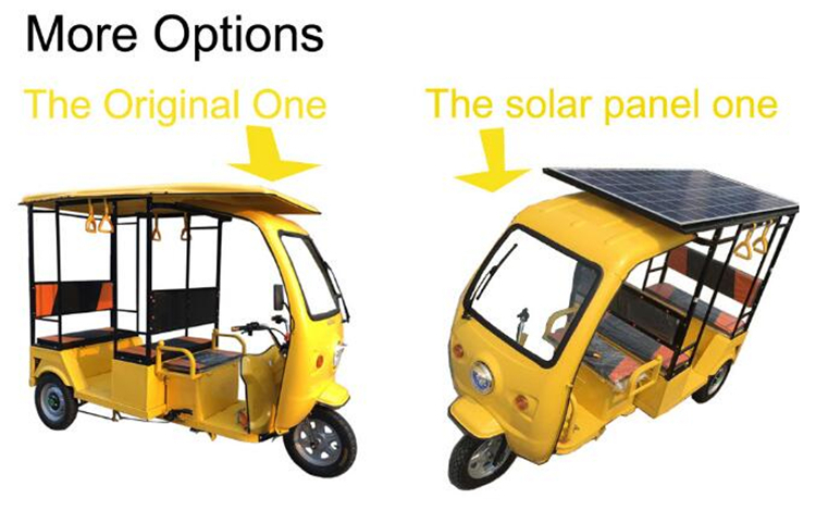 6 Seats Adult Electric Tricycle Vehicle Passenger Mobility Scooter Tuk Tuk Car Rickshaw with Solar Panel
