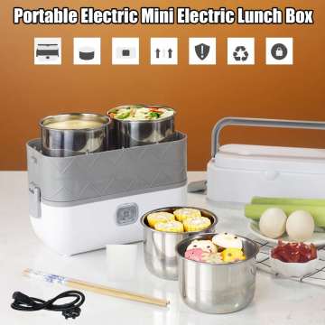 Portable Electric Lunch Box Thermal Heating Food Steamer Cooking Container Portable Office Mini Rice Cooker