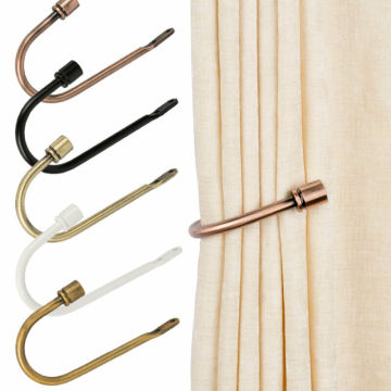 1Pcs Metal Curtain Tie Back Hold Backs U-shaped Curtain Wall Hook Black Silver Gold Holders With 2 Screws Curtain Hanging