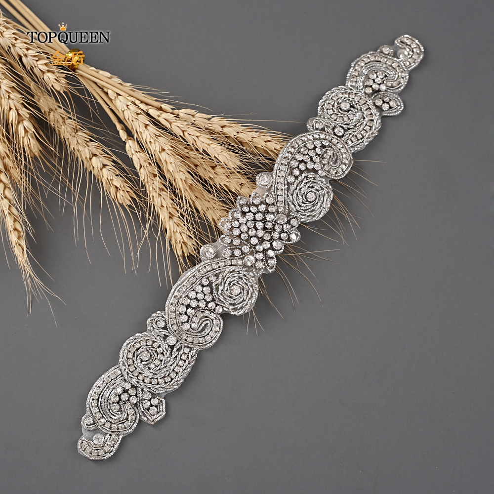 TOPQUEEN S366 Royal Medal Craft Bride Belt India Lace Bridal Belts Hand Made Wedding Sash Belt Beads Belt for Wedding Dress