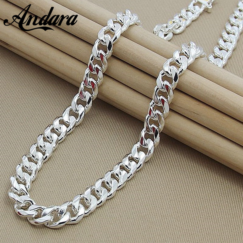 High Quality 10MM 20''24'' 50cm 60cm Men Necklace 925 Silver Link Chain Necklaces For Male Jewelry Party Gift