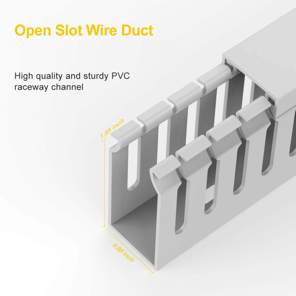 Cable Raceway Cable Concealer Open Slot Wiring Raceway Duct with Cover On-Wall Cord Cover to Hide Wall Mount TV Cords Wires