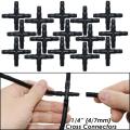 10PCS 1/4'' Cross Connecter for 4/7mm Micro Tubing Hose 4 Ways Barbed Adapter Drip Irrigation Cross Joint Connectors