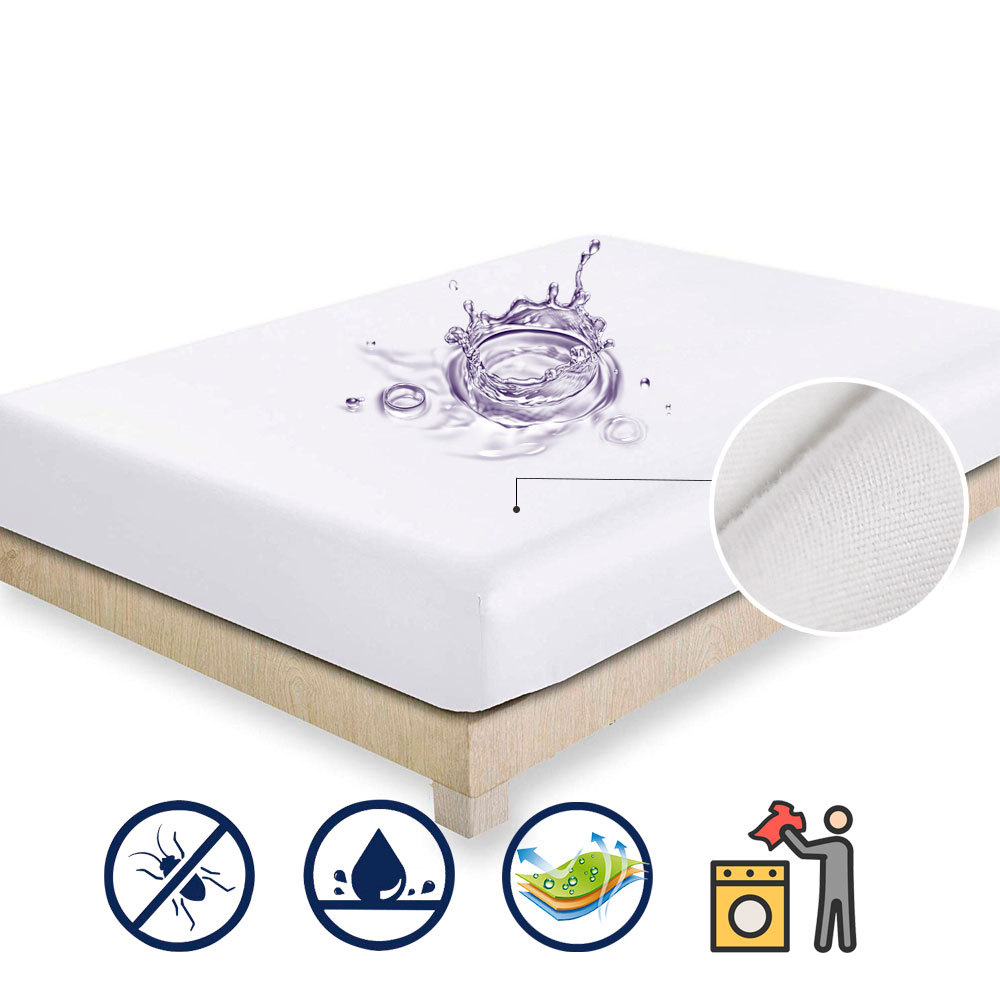 Solid Color Waterproof Mattress Pad Baby Urine Sanding Hotel Mattress Cover Protector Topper Anti-mites Bugs Bed Fitted Sheet