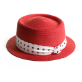 Flat Brim Satin Brand  Paper Straw Hat.