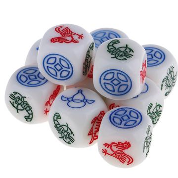 10 Pcs/lot Pattern Dice Puzzle Game 6 Sided Dice Copper /gourd /chicken /fish /shrimp Funny Game Accessory 16mm