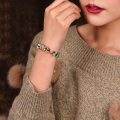Natural Jade Beads Bracelets Bangle For Women Hand Braided Vintage Punk Inspirational Flowers Bracelets With Garnet