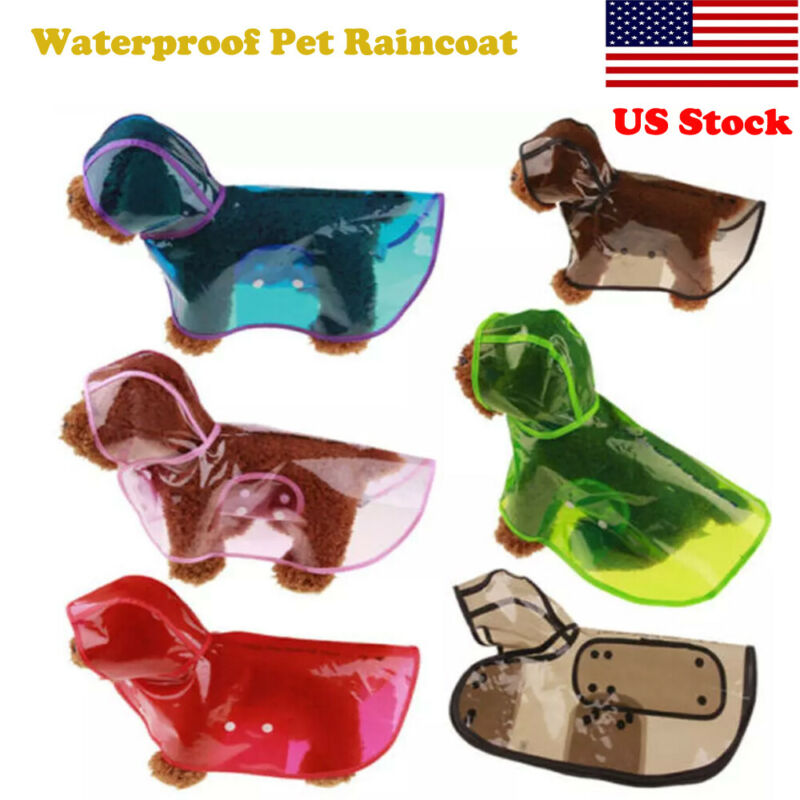 1pc Waterproof Dog Raincoat with Hood Transparent Pet Dog Puppy Rain Coat Cloak Costumes Clothes for Dogs Pet Supplies