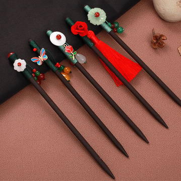 Chinese Style Vintage Hair Stick Wooden Sandalwood Headpiece Chopsticks Ethnic Hair Pin Women Hairpins Jewelry Accessories