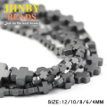 JHNBY Cross Matte Black Hematite 4/6/8/10/12MM Natural Stone magnetite ore Loose bracelet beads for Jewelry Making DIY Findings