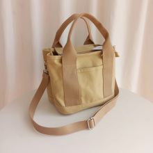 Multi-Pockets Component Teacher Canvas Handbag