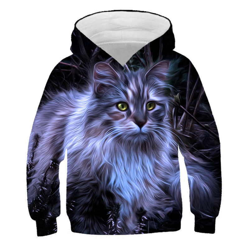 Newly released cute 3D Cat Hoodie 4-14y Boys and Girls Sweatshirt Harajuku Hoodie Winter/Winter Boys and girls Animal 3D Hoodie