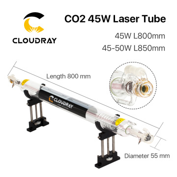 Cloudray Co2 Glass Laser Tube Pipe Dia.50mm 55mm 800MM 850MM 45-50W Glass Laser Lamp for CO2 Laser Engraving Cutting Machine