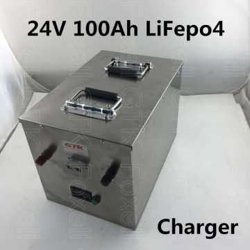 24V 100Ah LiFePO4 battery pack for solar system energy storage system caravans EV RV system solar street light+5A charger