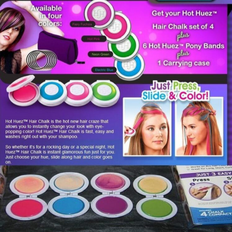 Fashion 1Set 4Colors Hair Color Hair Dye Temporary Hair Chalk Powder Soft Salon DIY Chalks for The Hair Styling Party Christmas