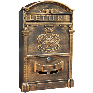 Free shipping Heavy Aluminium Lockable Secure Mail Letter Post Box Mailbox Postbox Retro Metal Mail Box Garden Ornament HW007
