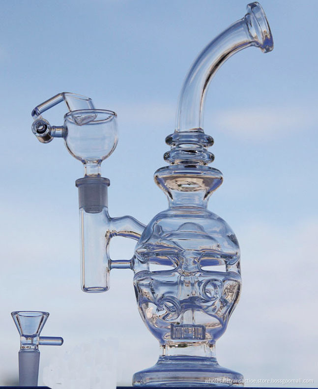 Clear Glass Bong Egg Water Pipes Skull Beaker Dab Rig Bongs Recycler Bent Neck Oil Rrigs 14.5mm joint