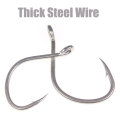 10pcs Matte Tin Anti-rust Saltwater Fishhooks High Carbon Steel Barbed Fishhook Assist Jigging Lure Hook 1# 1/0 2/0 3/0 4/0 5/0