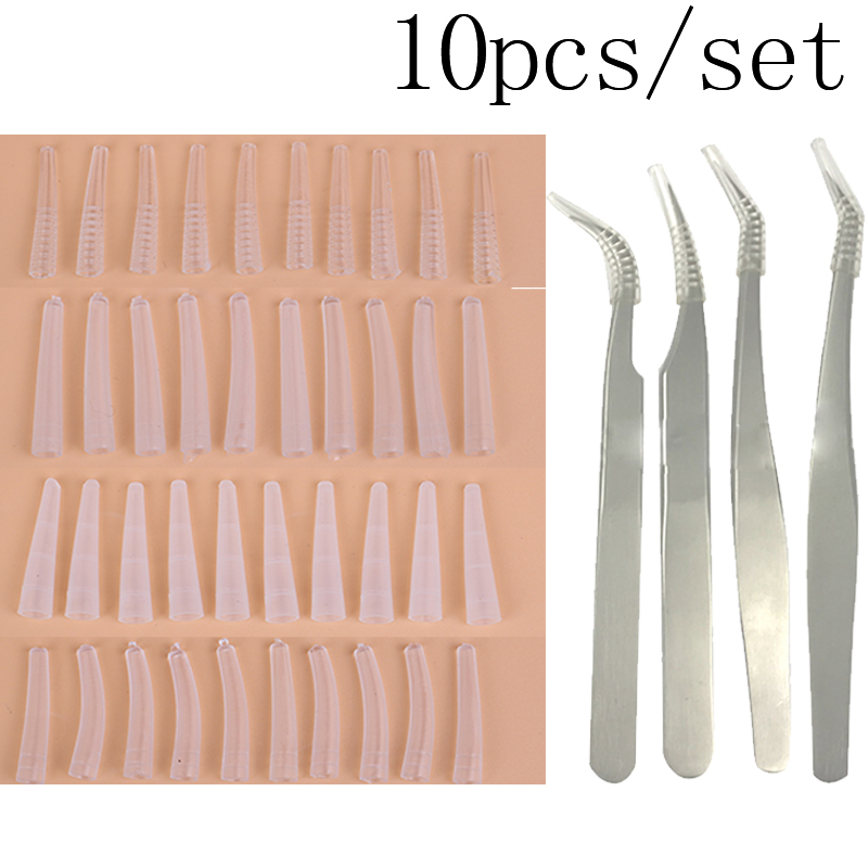 10Pcs/set Plastic Protective Cover Grafting Eyelashes Tweezers Silicone Covers Tips Tweezers Protect Cases Eyelashes Tools
