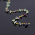 5Meter,Wholesale Nugget Fluorite Chip Beads Rosary Chain,Golden plated Brass Wire Wrapped Chains Necklace Jewelry Findings