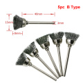 5pcs 3.0mm Shank Steel Wire Wheel Brushes for Metal Rust Removal Polishing Brush Rotary Tool for Mini Drill Dremel Drill Tool